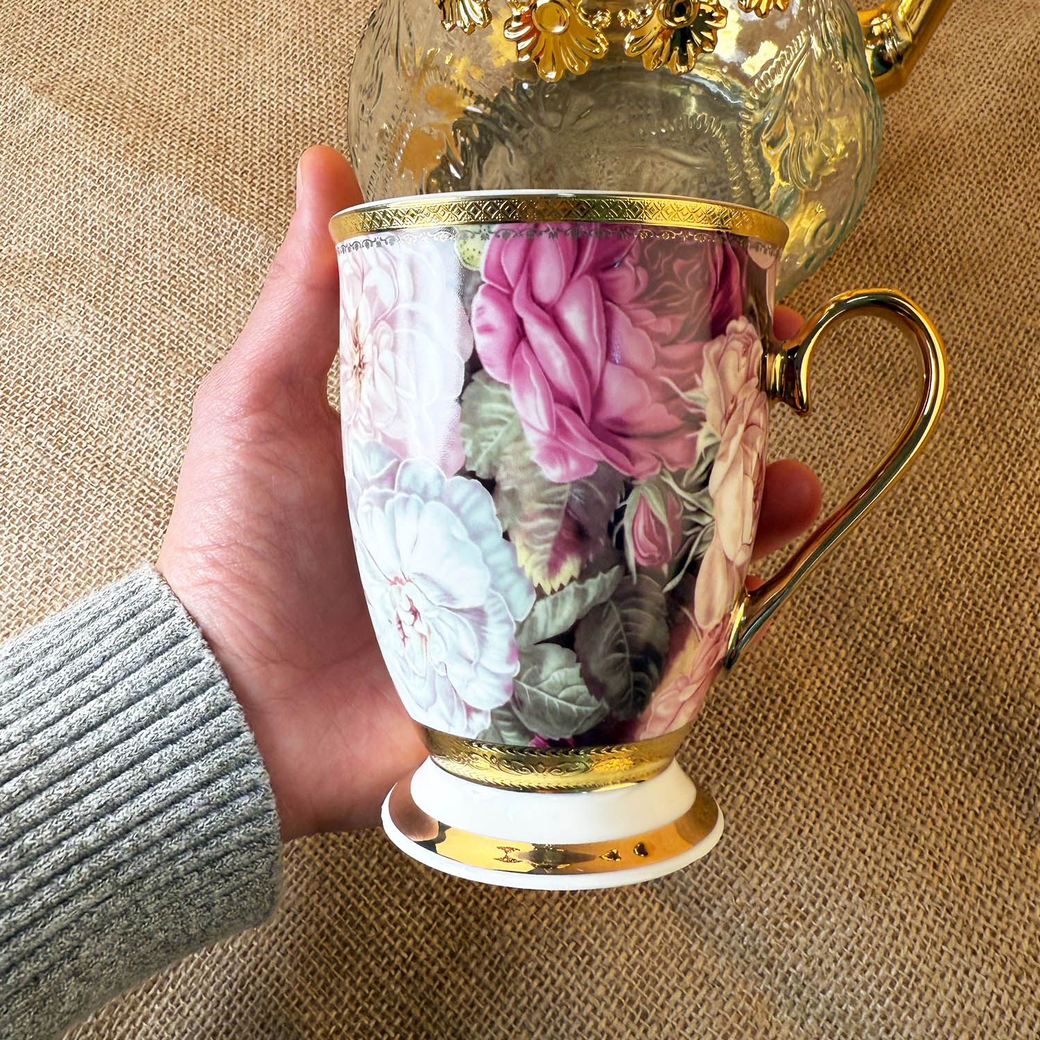 Roza Kup Altın Kaplama Bardak 350ml - 1